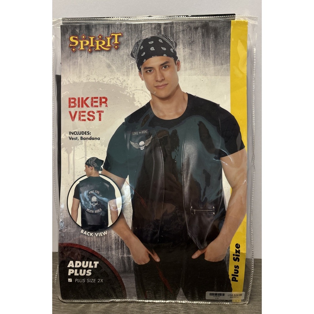 Adult Spirit Halloween Motorcycle Vest Biker‎ Costume Choppers HarleyPLUS Extras
